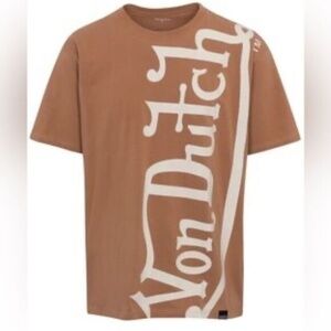 Von‎ Dutch Vertical Logo shirt top Oversized Relaxed Fit Heavyweight Tee brown M
